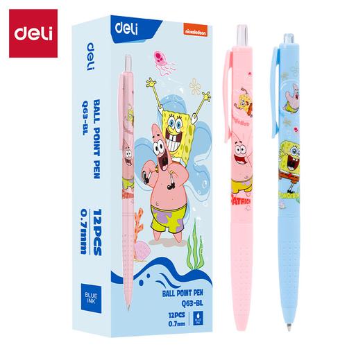 [EZO.7000225] Deli Pulpen / Ball Point Pen Bullet tip Tinta Biru Spongebob Special Edition EQ63