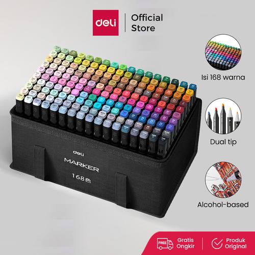 [EZO.7000260] Deli Spidol Sketsa Profesional Sketch Marker 168 Warna Dual Tip HM902