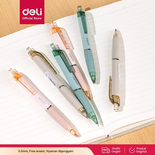 [EZO.7000289] Deli Pensil Mekanik / Mechanical Pencil 0.5mm Gratis Penghapus EU745