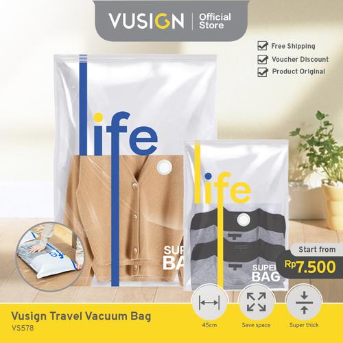 [EZO.7000290] Vusign Travel Vacuum Bag Kantong Plastik Vacum Vakum Pakaian VS57X