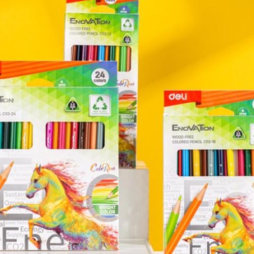 [EZO.7000302] Deli Pensil Warna / Colored Pensil 12 18 Warna Sangat Terang EC113