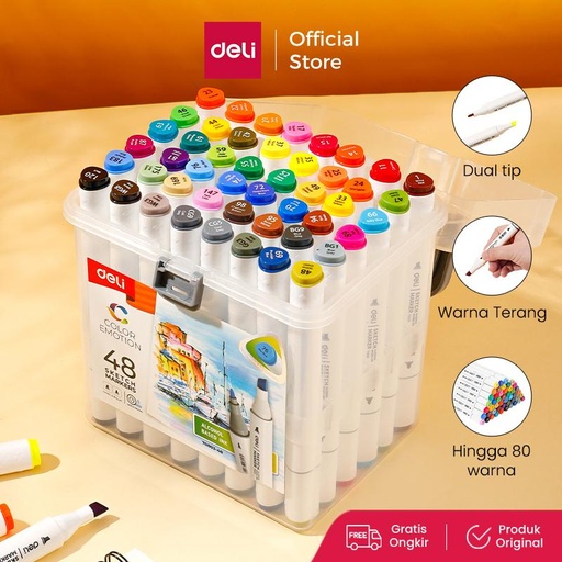 [EZO.7000306] Deli Spidol Sketsa / Sketch Marker 24 Hingga 80 Warna Dual Tip E70803