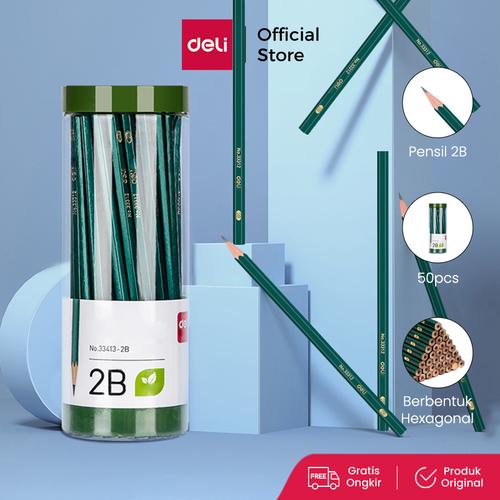 [EZO.7000307] Deli Pensil 2B / Graphite Pencil Ujian Isi 50 33413