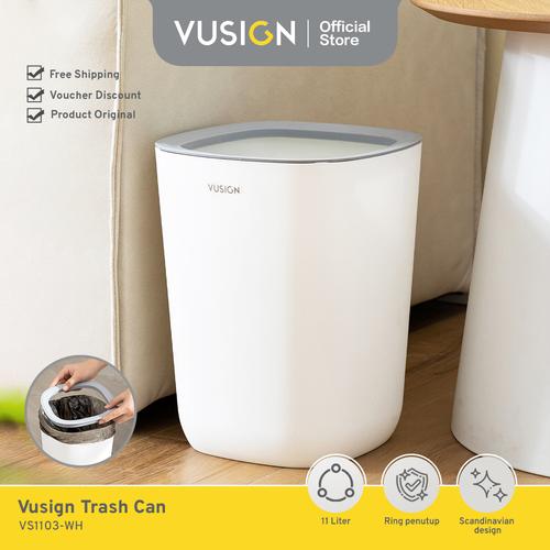 [EZO.7000318] Vusign Tempat Sampah Minimalis Persegi / Trash Can 11 Liter VS1103-WH