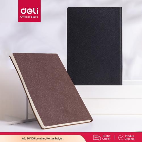 [EZO.7000320] Deli Buku Catatan Kulit / Leather Cover Notebook A5 120 Lbr BP12X