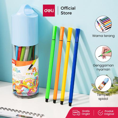 [EZO.7000345] Deli Spidol Warna / Felt Pen Warna Terang Nyaman Digenggam EC156