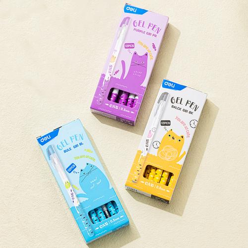 [EZO.7000347] Deli Pulpen Gel / Gel Pen 0.5mm Motif Kartun Kucing EG81