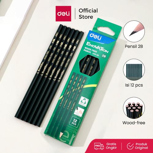 [EZO.7000380] Deli Pensil 2B / Wood Free Pencil Isi 12 CC33-2B