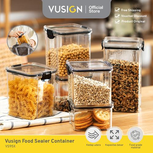 [EZO.7000401] Vusign Toples Kotak Snack Kue Sealed Container Kedap Udara VS95X