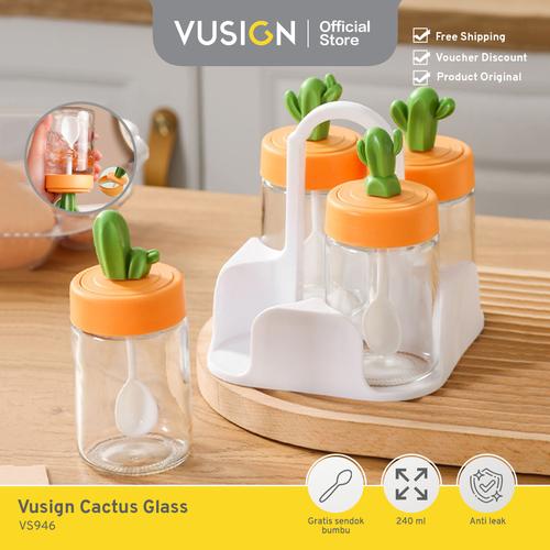 [EZO.7000403] Vusign Tempat Bumbu Dapur Kaca / Seasoning Bottle 240ml Lucu VS946
