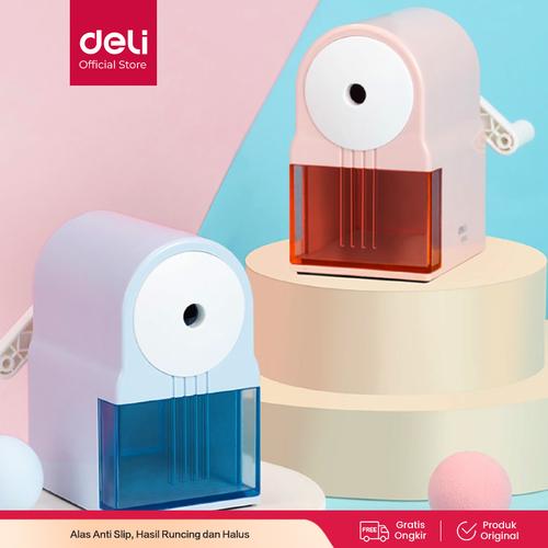 [EZO.7000423] Deli Rautan Pensil Putar / Rotary Shapener Pink Biru Anti Slip VB163