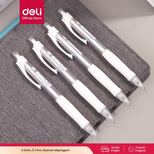[EZO.7000440] Deli Mechanical Pencil / Pensil Mekanik 0.5mm 0.7mm Putih SH11X