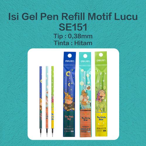 [EZO.7000443] Deli Isi Pulpen Gel / Gel Pen Refill 0.5 0.38 mm Tinta Hitam SE1XX
