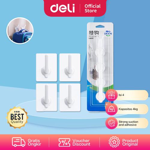 [EZO.7000452] Deli Gantungan Dinding Tempel / Hook Kapasitas 4 KG LQ551