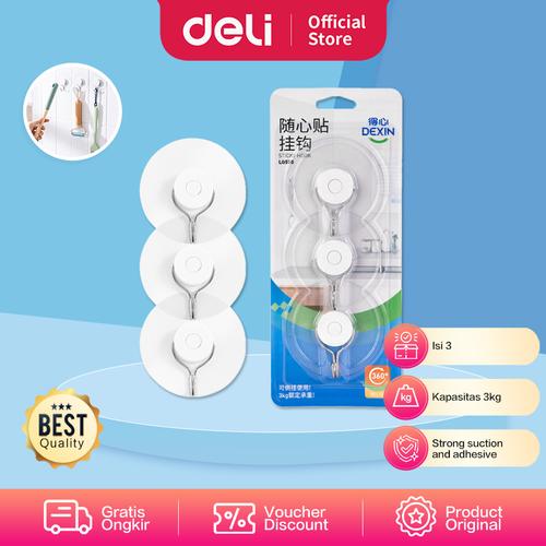 [EZO.7000453] Deli Gantungan Dinding Tempel / Hook Kapasitas 3 KG LQ550