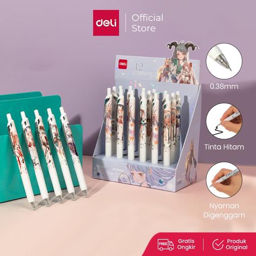 [EZO.7000478] Deli Pulpen Gel / Gel Pen 0.38 mm Tinta Hitam SA109