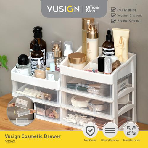 [EZO.7000506] Vusign Cosmetic Drawer / Laci Rak Make Up Dapat Ditumpuk VS5XX-WH