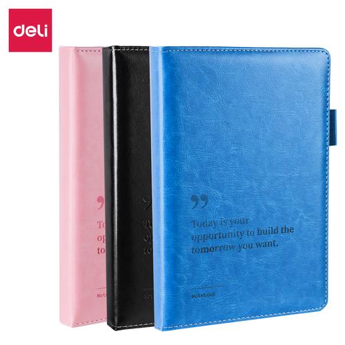 [EZO.7000508] Deli Leather Cover Notebook Buku Catatan Sampul Kulit Pen Holder EN01X