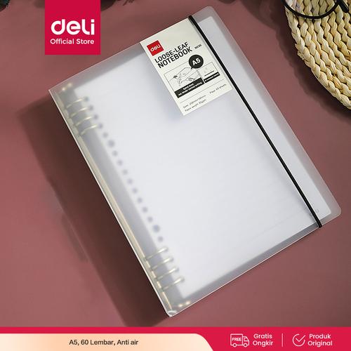 [EZO.7000509] Deli Loose-leaf Notebook Binder Buku Catatan A5 60 Lembar 8 Ring EN036