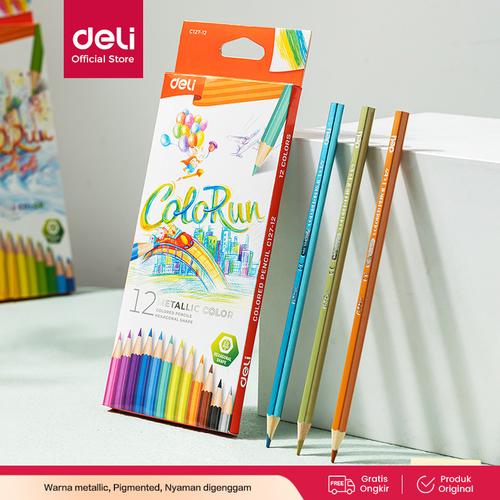 [EZO.7000534] Deli Colored Pencil / Pensil Warna Metalik Nyaman Digenggam EC127-12