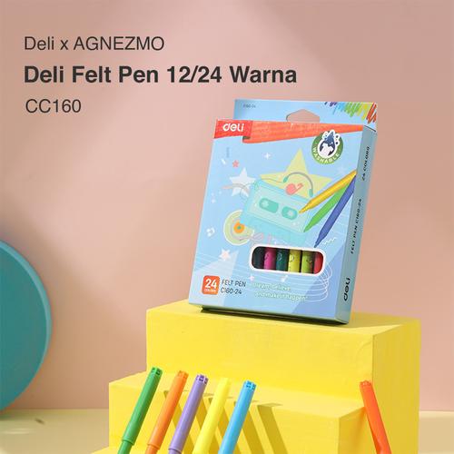 [EZO.7000536] Deli Felt Pen Spidol 12 24 Warna Mudah Dicuci CC160