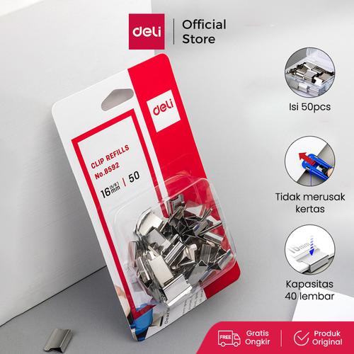 [EZO.7000538] Deli Fastener Clip Refill Binder Clip / Isi Penjepit Kertas 8592
