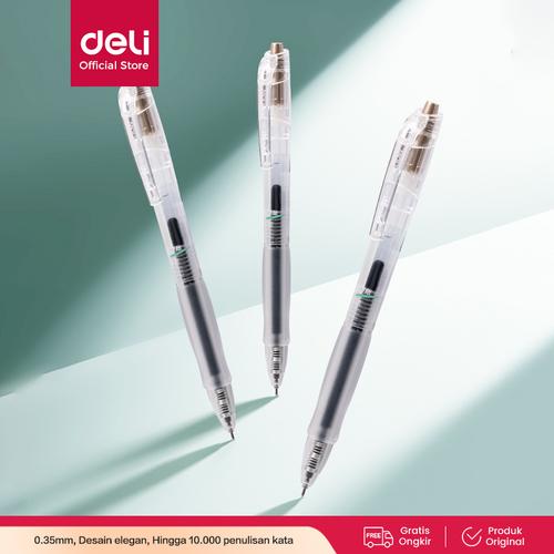 [EZO.7000552] Deli Gel Pen / Pulpen Gel 0.35mm Kapasitas Tinta Penulisan Halus SA130