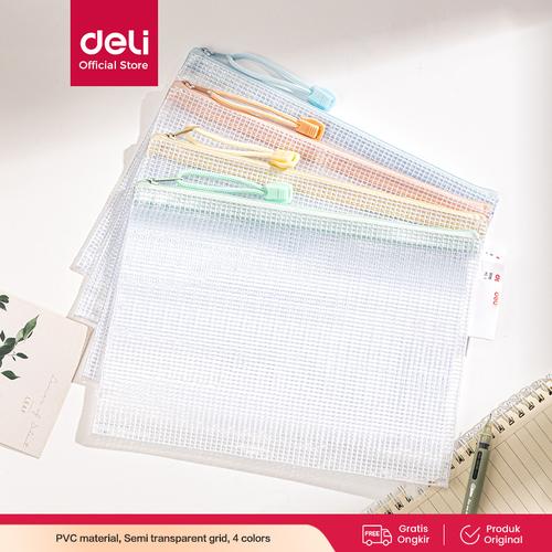 [EZO.7000562] Deli Zip Bag / Pouch Transparan Serbaguna A4 A5 Tebal 637XX