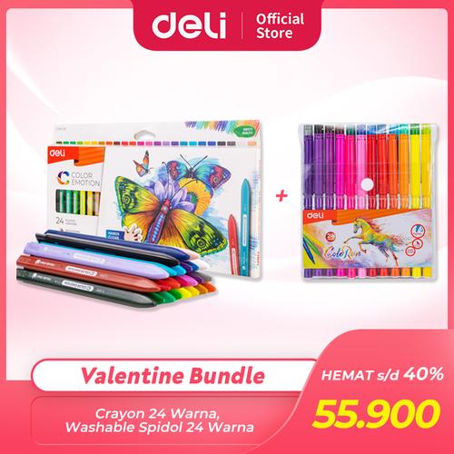 [EZO.7000784] Deli Bundle Edisi Valentine / Crayon 24C, Spidol 24 Warna VAL2022-10