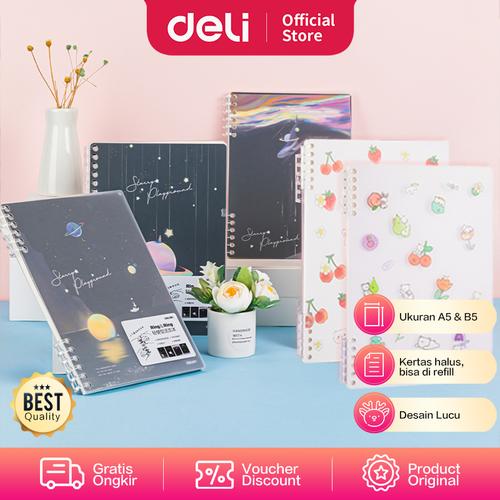 [EZO.7000792] Deli Loose-Leaf Notebook Binder Buku Catatan 50 Lembar A5 B5 2450X