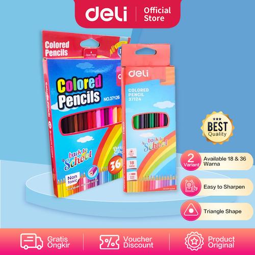 [EZO.7000797] Deli Colored Pencsil / Pensil Warna 34 Warna bentuk Segitiga E37126