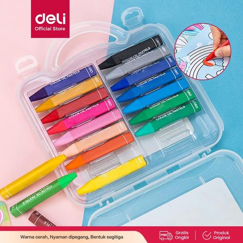 [EZO.7001299] Deli Krayon Sekolah 12/24/36 Warna Cerah bentuk segitiga ergonomis tangan bersih 72070 72072 72073