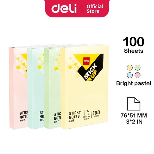 [EZO.7001414] Deli EA01203 Memo tempel - Sticky Notes 76×51mm 3''×2'' 100 sheet