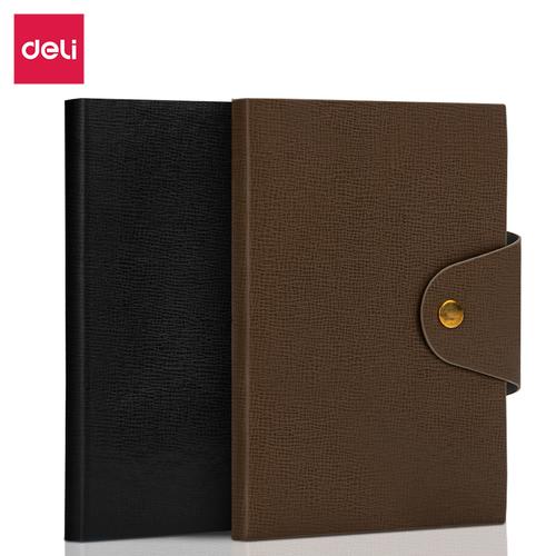 [EZO.7001612] Deli Buku Catatan Sampul Kulit / Leather Cover Notebook A6 A7 96 Lembar Dengan Pen Holder 2226X