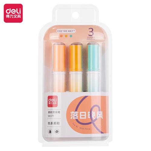 [EZO.7001656] Deli Highlighter / Penanda Teks Isi 3 Warna Terang SK177