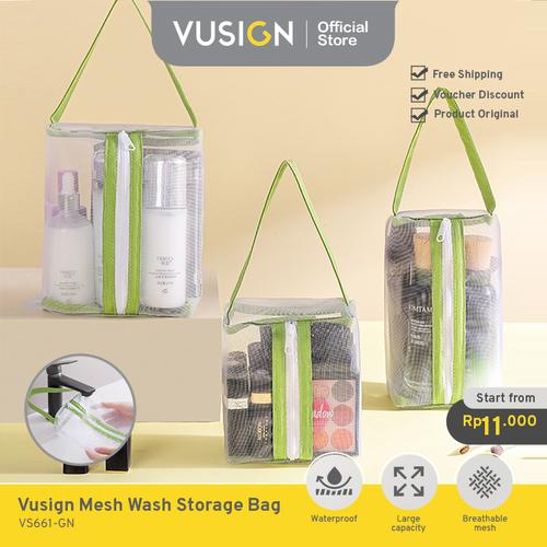 [EZO.7001660] Vusign Tas Kosmetik Jaring Transparan Make Up Pouch Travel Mesh VS66X