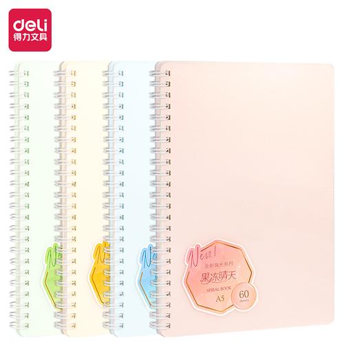 [EZO.7001688] Deli Buku Catatan Spiral / Spiral Notebook Pastel A5 B5 60 Lbr QLPX560