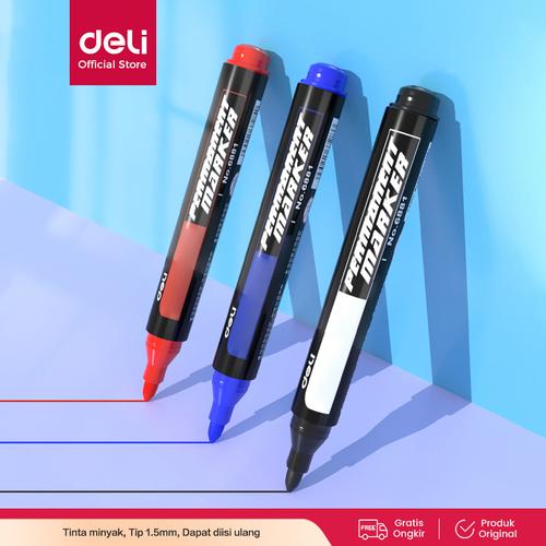 [EZO.7001704] Deli Spidol 10 PCS/Kotak,Tinta Minyak,Tidak Mudah Pudar 6881 (box)