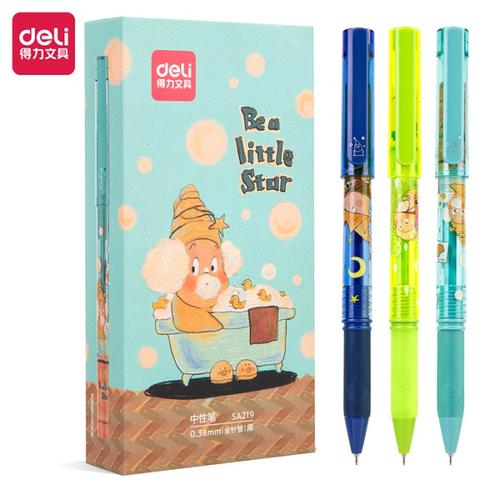 [EZO.7001705] Deli Pulpen Gel / Cute Gel Pen 0.38mm Tinta Hitam SA219 12PCS (BOX)