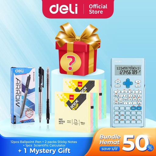 [EZO.7001721] Paket Alat Tulis Lengkap Berhadiah / Kalkulator, Pulpen, Sticky Notes
