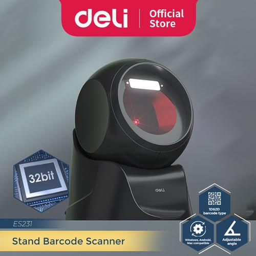 [EZO.7001730] Deli Stand Barcode Scanner 1D 2D LED Light Adjustable Angle ES231
