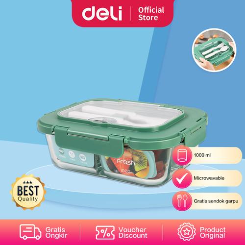 [EZO.7001733] Deli Kotak Makan Kaca Bekal / Penyimpanan Makanan Gratis Sendok LM804