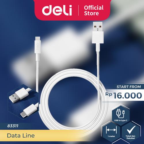 [EZO.7001736] Deli Kabel Data / Kabel Charger Casan USB 2.0 to Type-C 1 m 8331X