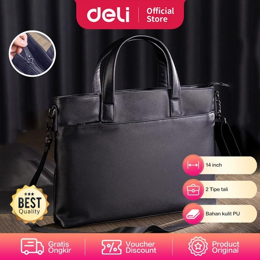 [EZO.7001738] Deli Tas Laptop Kulit Kerja Kantor Selempang Office Briefcase 63814