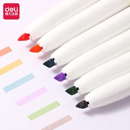 [EZO.7001749] Deli Penanda Cetek / Retractable Highlighter 6 Warna Cerah Kartun S117