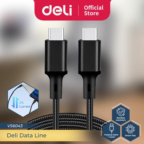 [EZO.7001762] Deli Aoka Kabel Data / Kabel Dual Type C Cable Panjang 1 Meter VS6043