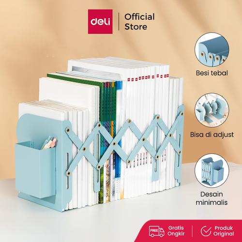 [EZO.7001768] Deli Pembatas Buku Besi Stretch / Book End Dengan Pen Holder TB50X