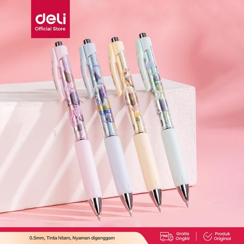 [EZO.7001798] Deli Pulpen Gel / Gel Pen 0.5mm Lucu Tinta Hitam SA126