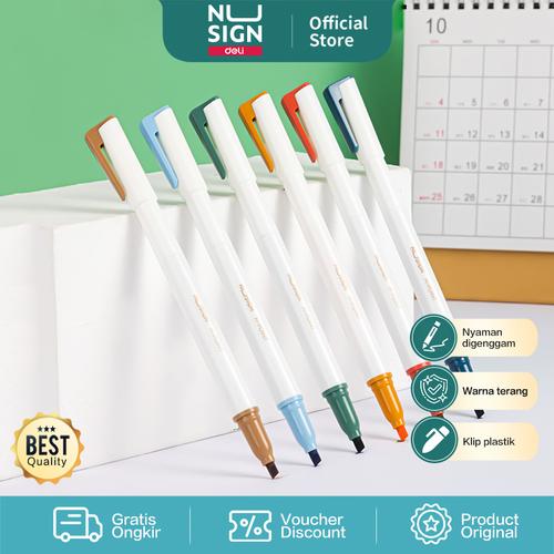 [EZO.7001819] Nusign Dual Highlighter / Penanda Dua Tip Isi 6 NS701-2