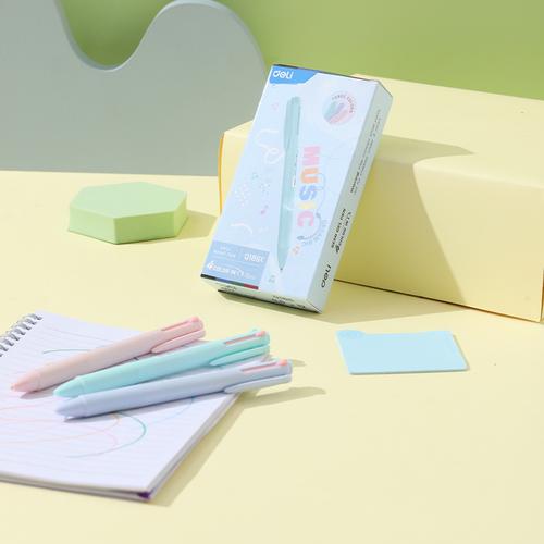 [EZO.7001881] Deli Retractable Ballpoint Pen / Bolpoin 4in1 CQ186